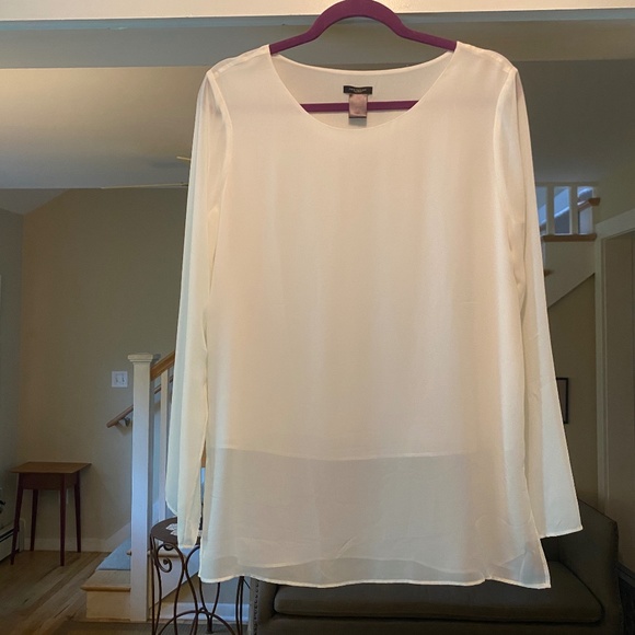 Ann Taylor White Chiffon Tunic. Size S - Picture 1 of 6